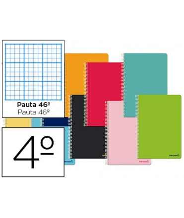 Cuaderno espiral liderpapel cuarto smart tapa blanda 80h 60gr rayado nº46 colores surtidos