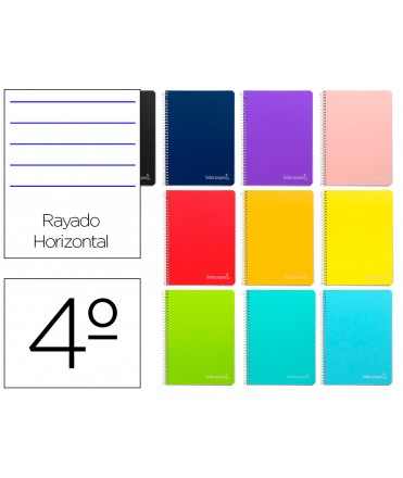 Cuaderno espiral liderpapel cuarto witty tapa dura 80h 75gr rayado horizontal 8mm con margen colores surtidos