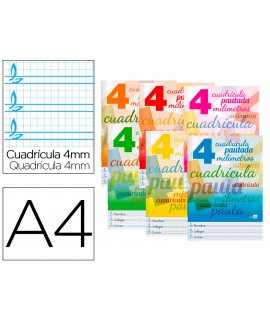 Libreta liderpapel pautaguia tapa cartoncillo 32 hojas din a4 70 gr cuadriculado pautado 4 mm