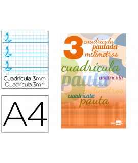 Libreta liderpapel pautaguia tapa cartoncillo 32 hojas din a4 70 gr cuadriculado pautado 3 mm