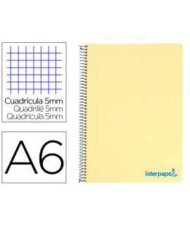 Cuaderno espiral liderpapel a6 micro wonder tapa plastico 120h 90 gr cuadro 5mm 4 bandas color amarillo