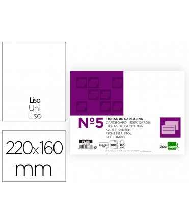 Ficha liderpapel lisa nº5 160x220mm 180gr paquete de 100 unidades