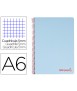 Cuaderno espiral liderpapel a6 micro wonder tapa plastico 120h 90 gr cuadro 5mm 4 bandas color celeste