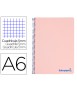 Cuaderno espiral liderpapel a6 micro wonder tapa plastico 120h 90 gr cuadro 5mm 4 bandas color rosa