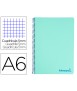 Cuaderno espiral liderpapel a6 micro wonder tapa plastico 120h 90 gr cuadro 5mm 4 bandascolor verde pastel turquesa