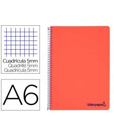 Spiral notebook liderpapel a6 micro wonder plastic cover 120h 90 gr frame 5mm 4 bands red color
