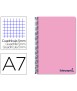 Cuaderno espiral liderpapel a7 micro wonder tapa plastico 100h 90 gr cuadro 5mm 4 bandas color rosa