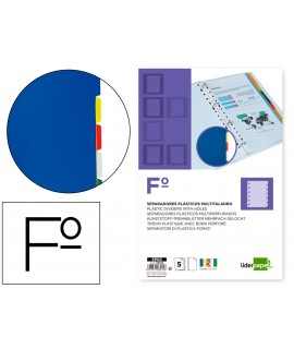 Separador liderpapel plastico juego de 5 separadores folio 16 taladros