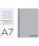Cuaderno espiral liderpapel a7 micro wonder tapa plastico 100h 90 gr cuadro 5mm 4 bandas color gris