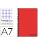 Cuaderno espiral liderpapel a7 micro wonder tapa plastico 100h 90 gr cuadro 5mm 4 bandas color rojo
