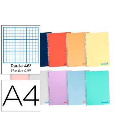 Spiral notebook liderpapel a4 wonder plastic cover 80h 90gr striped nº46 assorted colors