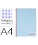 Cuaderno espiral liderpapel a4 micro wonder tapa plastico 120h 90 gr cuadro 5mm 5 banda 4 taladros color celeste