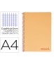 Cuaderno espiral liderpapel a4 micro wonder tapa plastico 120h 90 gr cuadro 5mm 5 banda 4 taladros color naranja