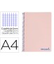 Cuaderno espiral liderpapel a4 micro wonder tapa plastico 120h 90 gr cuadro 5mm 5 bandas 4 taladros color rosa
