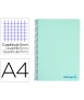 Cuaderno espiral liderpapel a4 micro wonder tapa plastico 120h 90 gr cuadro 5mm 5 banda 4 taladro color verde turquesa