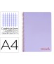 Cuaderno espiral liderpapel a4 micro wonder tapa plastico 120h 90 gr cuadro 5mm 5 banda 4 taladros color lila