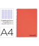 Cuaderno espiral liderpapel a4 micro wonder tapa plastico 120h 90 gr cuadro 5mm 5 bandas 4 taladros color rojo