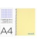 Cuaderno espiral liderpapel a4 wonder tapa plastico 80h 90gr cuadro 4mm con margen color amarillo