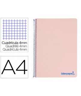 Spiral notebook liderpapel a4 wonder plastic cover 80h 90gr frame 4mm with pink margin