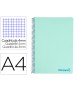 Cuaderno espiral liderpapel a4 wonder tapa plastico 80h 90gr cuadro 4mm con margen color verde pastel