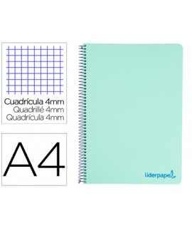 Spiral notebook liderpapel a4 wonder plastic cover 80h 90gr frame 4mm with pastel green margin