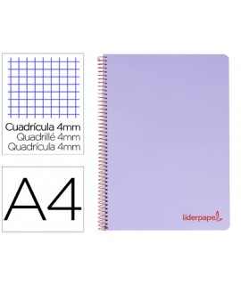 Spiral notebook liderpapel a4 wonder plastic cover 80h 90gr frame 4mm with violet margin