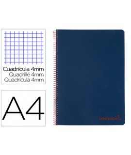 Spiral notebook liderpapel a4 wonder plastic cover 80h 90gr frame 4mm with navy blue margin