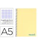 Cuaderno espiral liderpapel a5 micro wonder tapa plastico 120h 90g cuadro 5mm 5 bandas 6 taladros color amarillo