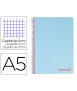 Spiral notebook liderpapel a5 micro wonder plastic cover 120h 90g frame 5mm 5 bands 6 holes light blue