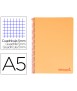 Cuaderno espiral liderpapel a5 micro wonder tapa plastico 120h 90g cuadro 5mm 5 bandas 6 taladros color naranja