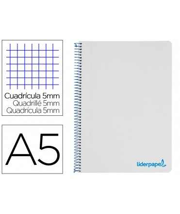 Spiral notebook liderpapel a5 micro wonder plastic cover 120h 90g frame 5mm 5 bands 6 holes gray color