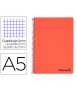 Spiral notebook liderpapel a5 micro wonder plastic cover 120h 90g frame 5mm 5 bands 6 holes red color