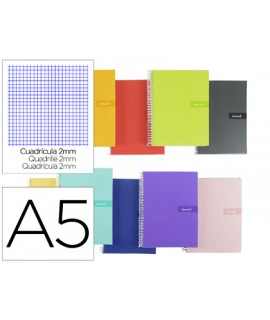 Cuaderno espiral liderpapel a5 crafty tapa forrada 80h 90 gr milimetrado 2mm colores surtidos