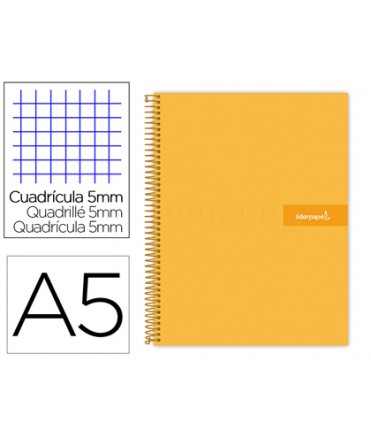 Spiral notebook liderpapel a5 micro crafty covered cover 120h 90 gr frame 5mm 5 bands6 holes orange color