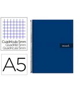Cuaderno espiral liderpapel a5 micro crafty tapa forrada 120h 90 gr cuadro 5mm 5 bandas6 taladros color azul