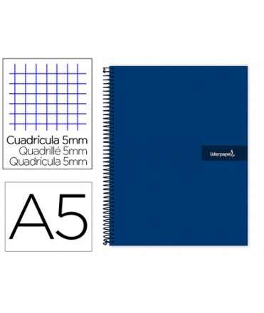 Spiral notebook liderpapel a5 micro crafty lined cover 120h 90 gr frame 5mm 5 bands6 holes blue color