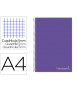 Cuaderno espiral liderpapel a4 micro jolly tapa forrada 140h 75 gr cuadro 5mm 5 bandas 4 taladros color lila
