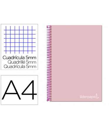 Spiral notebook liderpapel a4 micro jolly lined cover 140h 75 gr frame 5mm 5 bands 4 holes pink