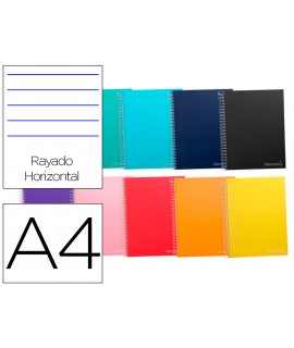 Cuaderno espiral liderpapel a4 micro jolly tapa forrada 140h 75 gr horizontal 5 bandas4 taladros colores surtidos