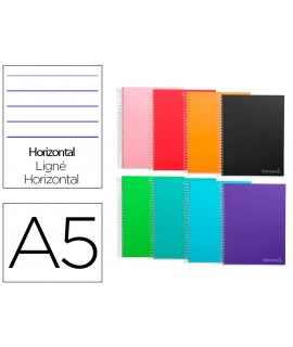 Cuaderno espiral liderpapel a5 micro jolly tapa forrada 140h 75 gr horizontal 5 bandas6 taladros colores surtidos