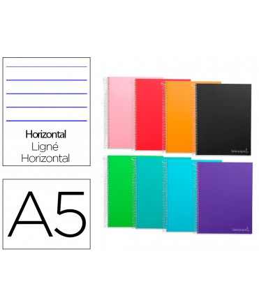 Cuaderno espiral liderpapel a5 micro jolly tapa forrada 140h 75 gr horizontal 5 bandas6 taladros colores surtidos
