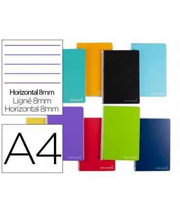 Cuaderno espiral liderpapel a4 micro witty tapa dura 140h 75gr horizontal 8mm 5 bandas 4 taladros colores surtidos