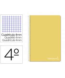 Cuaderno espiral liderpapel cuarto witty tapa dura 80h 75gr cuadro 4mm con margen color amarillo