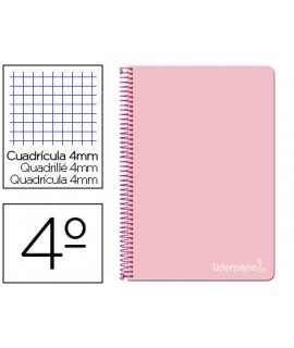 Cuaderno espiral liderpapel cuarto witty tapa dura 80h 75gr cuadro 4mm con margen color rosa