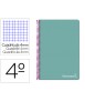 Cuaderno espiral liderpapel cuarto witty tapa dura 80h 75gr cuadro 4mm con margen color turquesa