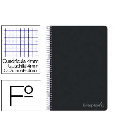 Cuaderno espiral liderpapel folio witty tapa dura 80h 75gr cuadro 4mm con margen color negro