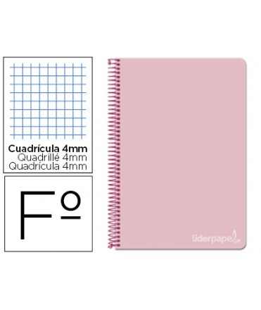 Cuaderno espiral liderpapel folio witty tapa dura 80h 75gr cuadro 4mm con margen color rosa