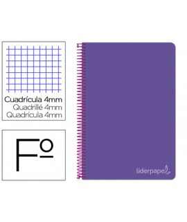 Cuaderno espiral liderpapel folio witty tapa dura 80h 75gr cuadro 4mm con margen color violeta