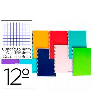Cuaderno espiral liderpapel bolsillo doceavo smart tapa blanda 80h 60gr cuadro 4mm colores surtidos