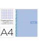 Cuaderno espiral liderpapel a4 crafty tapa forrada 80h 90 gr cuadro 4mm con margen color celeste